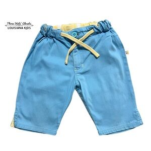 Frugi 2-3Y Organic Blue & Yellow Drawstring Shorts